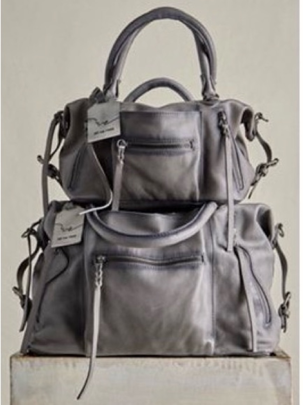 Free People NEWEST GRAVEL ROCK (Large) Emerson Leather Tote Bag NWT! SOLD OUT!